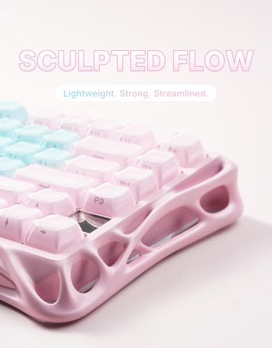Image of GravaStar Mercury K1 Lite 75% Gaming Keyboard, 2.4GHz /BT /Wired Tri-Mode Wireless Keyboard, Gasket Hot Swappable Mechanical Keyboard, Pre-lubed Linear Switches, Jelly Keycaps, RGB Backlit【Aurora Mist】