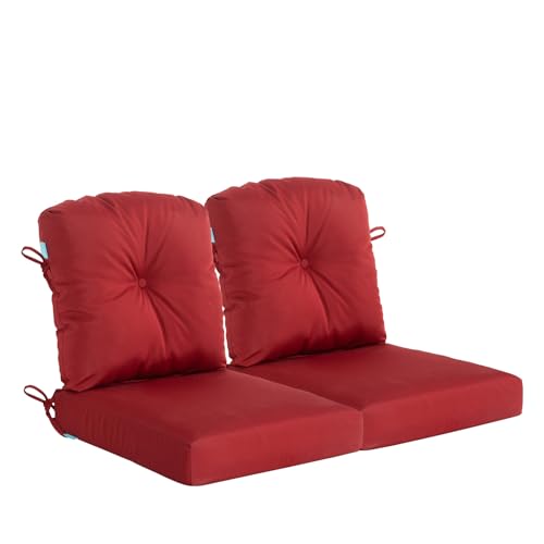 Image of QILLOWAY Outdoor Chair Cushion Set with Strings,Replacement Outdoor Cushions for Patio Furniture.(Red)-Sets of 2