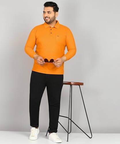 Image of INKKR Plus Size Men's Solid Polo Neck Full Sleeve T-Shirts