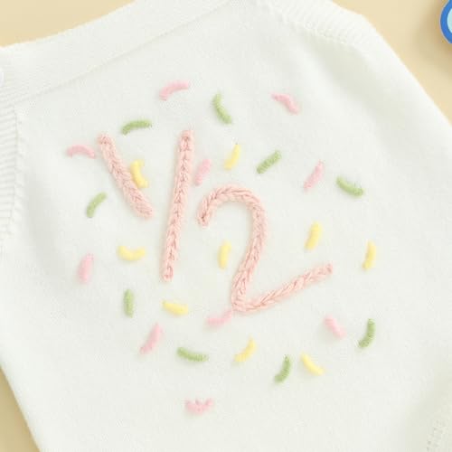 Infant Baby Girl Half First Birthday Outfit Sleeveless Knit Romper Bodysuit Spring Summer Cute Clothes4