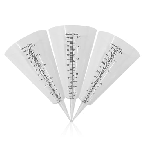 lurrose 3個 園芸用コーン型雨量計 透明クリアカラー計量カップ付き 屋外芝生 農業用降水量測定 スパイク式地面挿入型雨量メーター