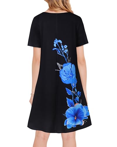 Image of JOLIGAL Summer Dresses for Women Casual Short Sleeve Sundress Scoop Neck Beach T Shirt Dress with Pockets 2026