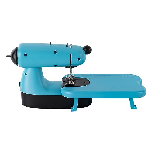 Mini máquina de coser eléctrica con iluminación LED, dos modos, portátil y compacta, para ropa, pantalones, telas, cortinas y bricolaje, color azul, 25,2 x 12 x 19,5 cm