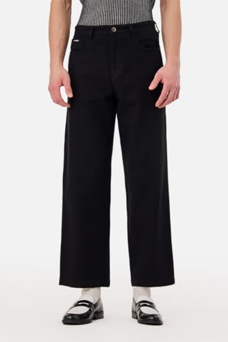 Image of SNITCH Men Casual Wear Trousers| Regular Fit Mid Rise Solid Wide-Leg Pants | 100% Linen Breathable & Lightweight Fabric for Summer, Office & Outings