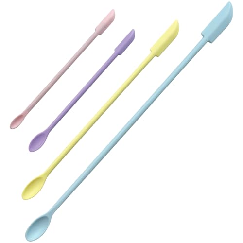 Mini Spatula Set for Cosmetics, 4-Piece Beauty Spatula Kit for Makeup and Kitchen Jars Silicone Mini Lotion Spatula Makeup Spatula