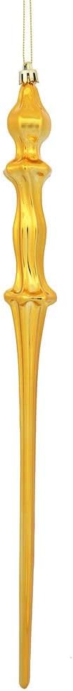 Vickerman 477762-15.7" Antique Gold Shiny Icicle Christmas Tree Ornament (3 pack) (N175330D)
