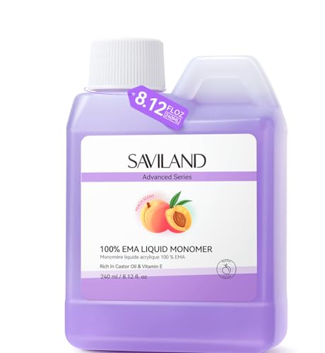 SAVILAND Pure EMA Monomer Acrylic Nail Liquid: Peach Scent Acrylic Liquid Nail Monomer Non-Yellowing Monomer For Acrylics Powder Nail Art 240 ml