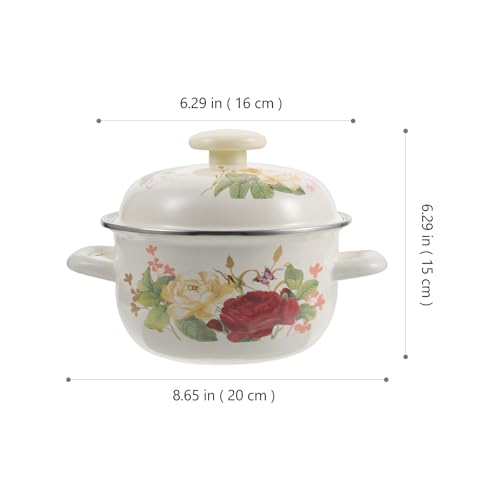 Foto von UPKOCH Emaille Topf Mit Deckel Kleine Töpfe Zum Kochen Topf Mit Griff Mini Kasserolle Emaille Vintage Kleine Pfanne Suppenpfanne Küchenpfanne Töpfe Kasserolle Küche
