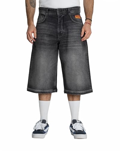 Short denim 6/8 Homeboy x-tra DESPERADOS noir vintage délavé bermuda baggy unisexe