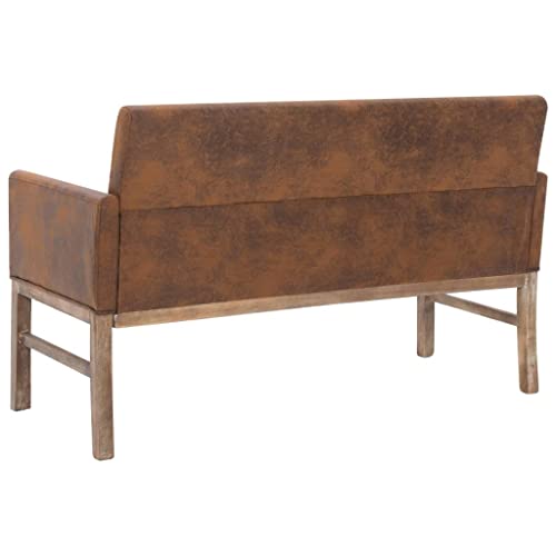 Banc avec accoudoirs 140 cm aspect daim et rangement