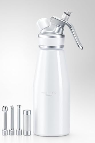 Professional Whipped Cream Dispenser – Heavy-Duty Aluminium Body & Stainless Steel Nozzle, 500ml/1000ml, Various Colours – Robust Cream Whipper for Desserts, Coffee, Cocktails