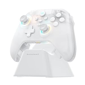 Machenike G3V2 Bluetooth Gaming Controller With Hall Effect Joysticks & Triggers, Remappable Buttons, 1000Hz Gamepad with Charging Dock, Dual Vibration – for PC/Switch/iOS/Android, RGB, White PE