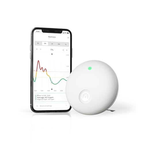 Image of Airthings 322 Wave Enhance -Indoor Air Quality Monitor for CO2, VOC, Humidity, Temp, Pressure plus Noise & Light Sensors - Monitors Conditions for Sleep in Bedrooms & for Concentration in Home Offices