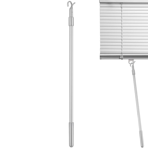 Healvian 60CM Telescopic Draw Rod Telescoping Pole with Hook Aluminium Window Blinds Rod Blind Wand Vertical Blind Opener Cordless Window Shades Down and Up Universal Pull Rod