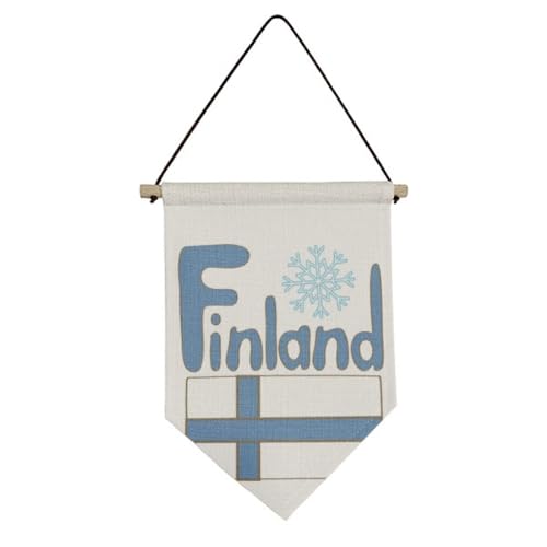 Drapeau de la Finlande en toile à suspendre pour salon et bureau scandinave