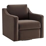 Modway Liora Performance Velvet Swivel Accent Chair in Chocolate Comfortable Stain-Resistant Velvet Armchair with Curved Armrests for Living Room, Bedroom, Reading Nook