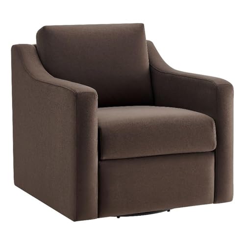 Modway Liora Performance Velvet Swivel Accent Chair in Chocolate Comfortable Stain-Resistant Velvet Armchair with Curved Armrests for Living Room, Bedroom, Reading Nook by Modway - Used condition - US$352.91