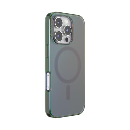 Image of POPSOCKETS Polycarbonate iPhone 16 Pro Protective Case Compatible with Magsafe, Phone Case for iPhone 16 Pro, Wireless Charging Compatible - Nightshade,Green