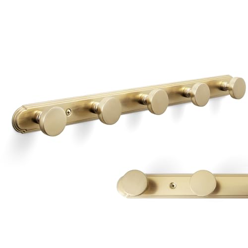 Goo-Ki 1 Pack Champagne Bronze Coat Rack Wall Mount Heavy Duty, Towel Rack Zinc Alloy Coat Hooks Wall Mounted for Hanging Bag Hat Clothe,6651UBR-H014-5