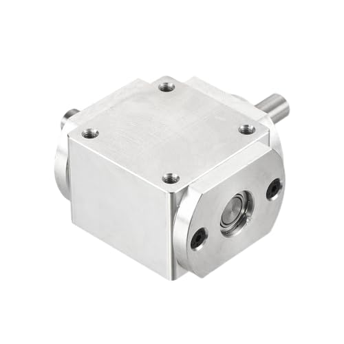 QUARKZMAN Getriebe 90 Grad Rechtwinkliges Kegelgetriebe 1:1 Rechter Einzelausgangswelle 1 Modul 20 Zähne Kegelrad Aluminiumrahmen Einfaches Mechanisches DIY Modul 8mm Welle 65x66x30mm(LxBxH)