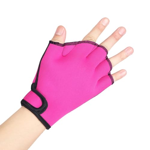 1 Pair Swimming Gloves Aquatic Swim Training Gloves Neoprene Webbed Gloves Fitness Water Resistance Glove for Men Women Children Unisex (Rose, Large)