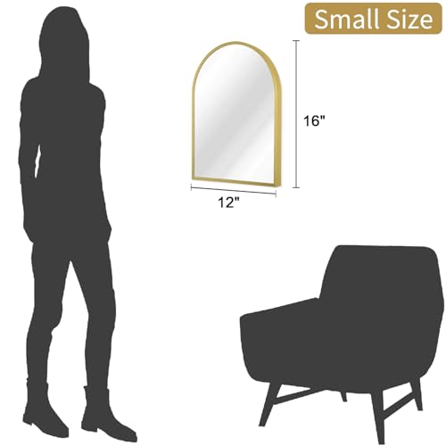 Image of Arched Bathroom Mirror for Wall, Arch Wall Mirror Aluminum Alloy Frame Mirror for Vanity Living Room, Bedroom, Entryway Small 16 inchx12 inch
