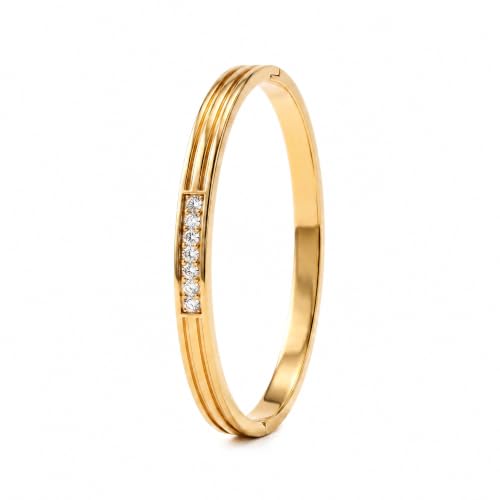 Image of PALMONAS Diamond Allure Bangle Bracelet for Women - Jewellery Gift for Girls & Women | Waterproof & Anti-Tarnish Bracelet, Stylish & Trendy Bracelets for Ladies