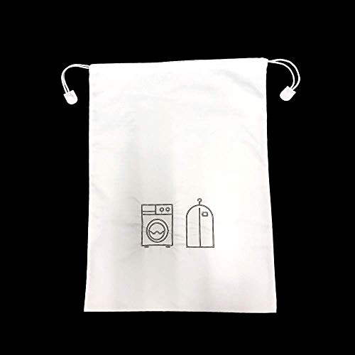 Hospitality Source Reusable Hotel Bags, White with Grey Embroidered Logo, 50 Bags per case (Laundry Bag)
