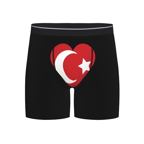 SEAEAGLE Love Turkish flag Adult Quadrangle Underpants Men's Long Boxer Briefs Male Fun Shorts