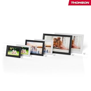 Thomson Cornice Digitale 10 Pollici, Schermo IPS, Touchscreen HD, Condivisione Diretta tramite App, Funzioni Smart, Cornice Fotografica Elettronica con 32 GB di Memoria, Rotazione Automatica, Bianca