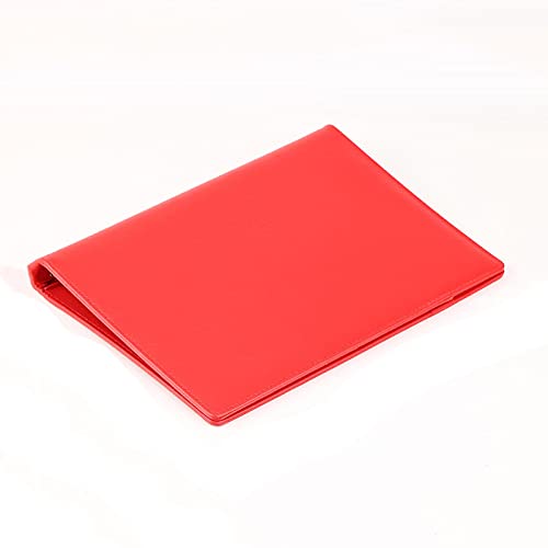 合成皮革製会議用フォルダー、 レザー 2層 A4 4穴バインダー 拡張ファイルフォルダーオーガナイザー ペンホルダー マルチカラー(Red)