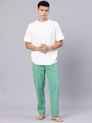 Image of Majestic Man Men's Pure Cotton Solid Lounge Pyjama Pants| Comfort Fit | Elastic Waist with Drawstring | 3 Pockets | Front Zip Closure