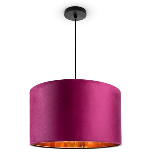 Paco Home Deckenlampe Pendelleuchte Hängelampe Wohnzimmer Esszimmer Schlafzimmer Lampenschirm Velours Industrial Samt E27 1,5m Textilkabel Kürzbar