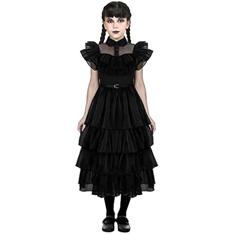 LIKUNGOU Wednesday Disfraz Niñas Vestido Gótico Negro Cover