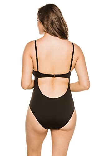 La Blanca Women's Standard Island Goddess Twist Keyhole Front Over The Shoulder One Piece Swimsuit, Black, 8 #TOP21