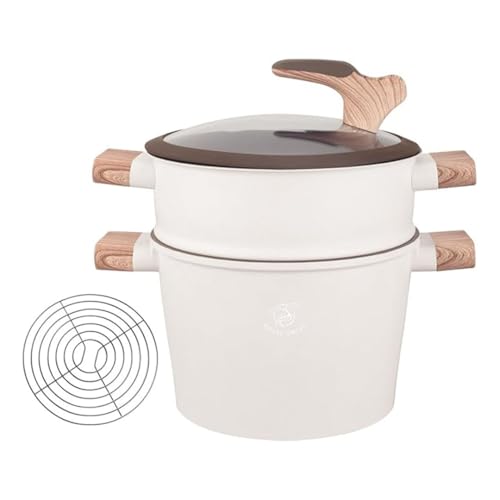 Royal Swiss Cacerola de 24 cm, olla Stoompan/cuscús de 6,5 L • Inducción y todo tipo de fuegos • Vaporera de acero inoxidable con tapa de cristal • Cocina saludable verduras, pescado y cuscús