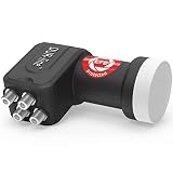 DUR-line i Ultra Quad LNB, 4 odbiorniki, czarny z filtrem LTE ([test bardzo dobry) 4-krotny, cyfrowy z ochroną przed warunkami atmosferycznymi, Full HD, 4K, najwyższa jakość.