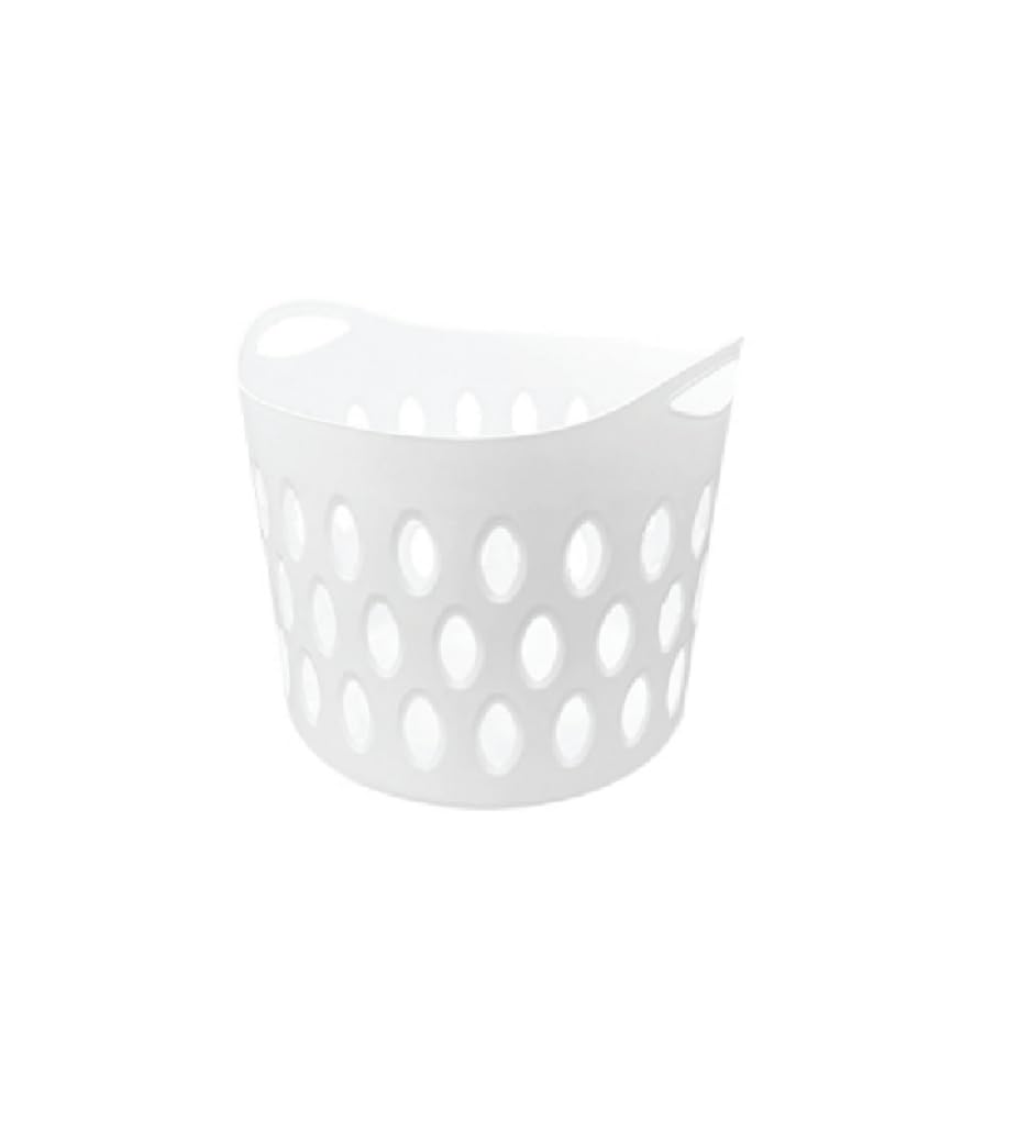 Optimal Products White Small Plastic Laundry 26L & 50L Basket Home Clothes Washing Large Flexible Basket Small & Tall Uk (White Small)