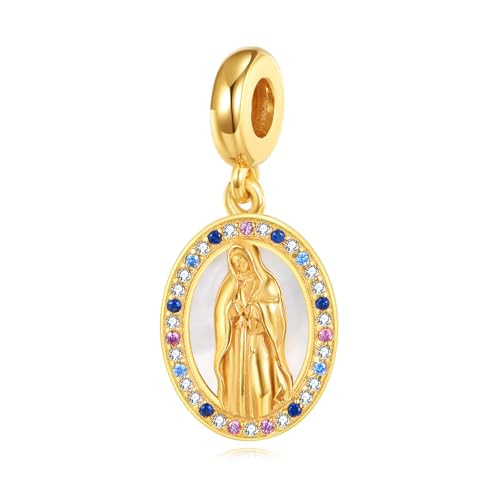 Charm de Virgen de Guadalupe en plata de ley para pulseras y rosarios de mujer