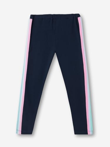 Image of The Souled Store Rainbow Girls Navy Blue All Over Printed Regular Fit Cotton Leggings (2-8 Yrs)