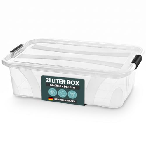 Kreher Aufbewahrungsbox Master mit Deckel transparent (21 Liter) – Ansicht 1