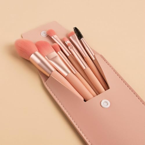 WOLMIK Pinselset Makeup, 8 Stück Make Up Pinsel Set Foundation Pinsel Schminkpinsel Set Lidschatten Pinselset Concealer Pinsel Eyeliner Pinsel Brush Augenbrauen Pinsel Kosmetikpinsel - Rosa