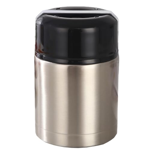 スープジャー サーモス スープジャー 保冷両対応 真空断熱魔法瓶 800/1000/1200ml 大容量 ランチジャー兼フードコンテナー 持ち運びに最適 学生ランチ専用 旅行用食器 - 漏れ防止、スタイリッシュ、持ち運びが簡単 (スチール,1000ml)