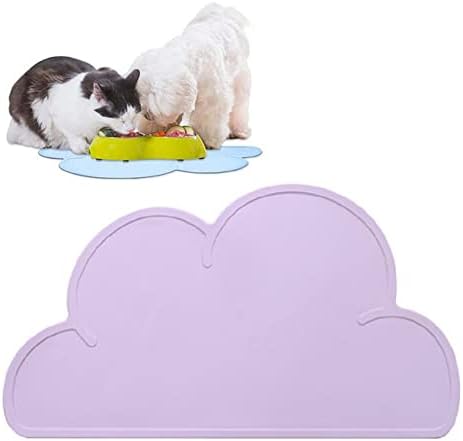 Silicone Dog Cat Bowl Mat, Waterproof Slip Resistant Silicone Pet Feeding Mat with High Lips, Cats and Dogs Food Placemat Tray, Raised Edges to Prevent Water Spills on Floors, Dishwasher Safe