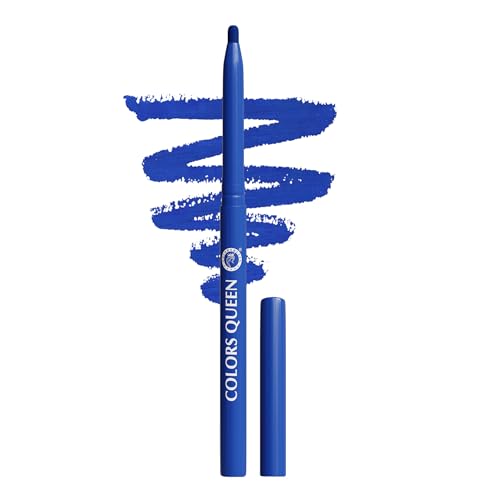 Colors Queen Extreme Color Kajal Pencil – 12 Royal Blue, 0.4g | Smooth One Stroke Application with Ultra Creamy Texture | 16 Hrs Long Stay, Non Transfer, Smudge Proof & Waterproof Kajal for Women