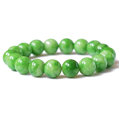 Bracelet en perles de jade vert extensible - Bijou mixte pierre énergétique cristal émeraude
