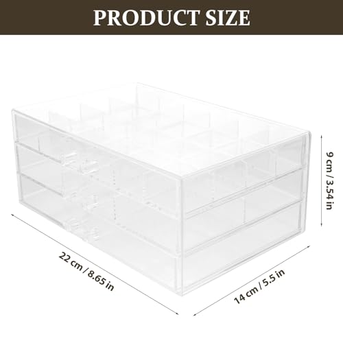 Boîte de rangement à bijoux à tiroirs transparents pour bureau et cils - 3