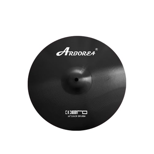 Arborea Cymbal Pack for Drum 7 pcs Black Hero Series Include 14"Hihats 16"Crash 20"Ride Bonus 10" Splash 16"Ozone Stacker 18" China Cymbal Free Cymbal Bag