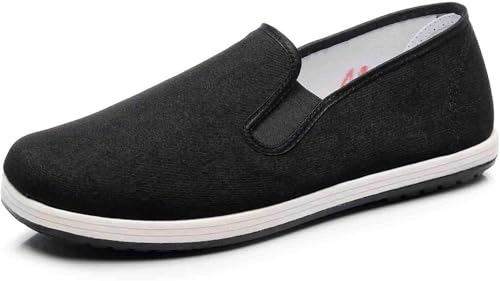 Men's Old Beijing Slip-On Shoes, Traditional Chinese Cloth Footwear for Tai Chi & Martial Arts, Lightweight & Breathable with Sole