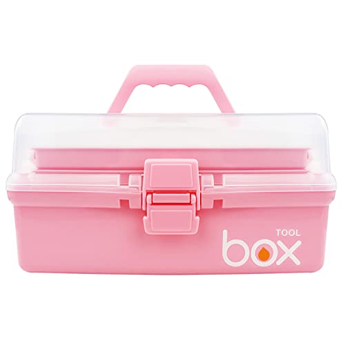 Henglisam H-01 12'' Three-Layer Clear Plastic Storage Case For Art Craft And Cosmetic, Multipurpose Organizer And Portable Handled Storage Box cover